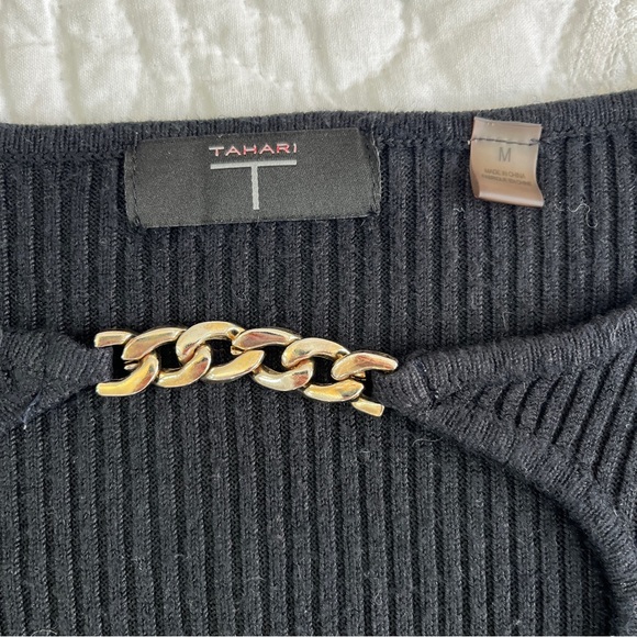 Tahari black key hole 3/4 sleeve knit top - Picture 3 of 6